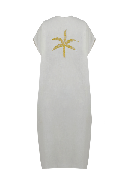 Kimono Linen Palm Tree Yellow