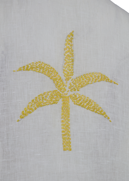Kimono Linen Palm Tree Yellow