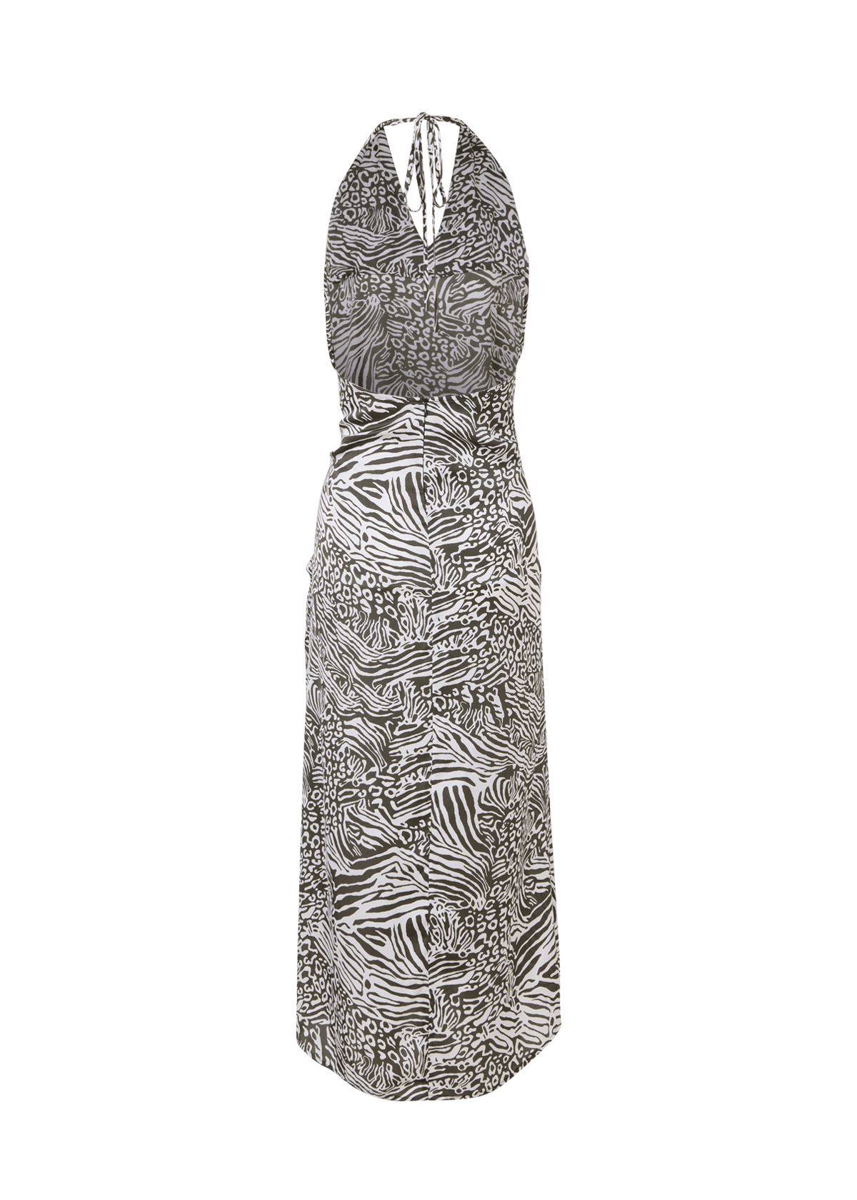 The Backless Halter Dress Green Zebra