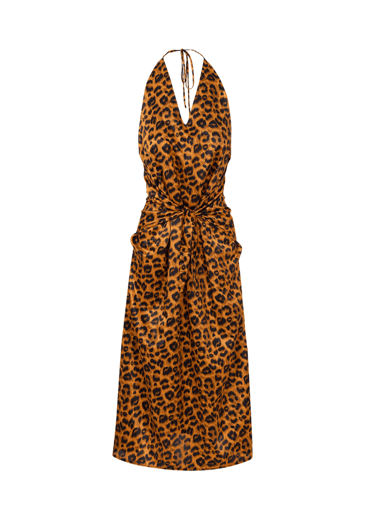 The Backless Halter Dress Leopard